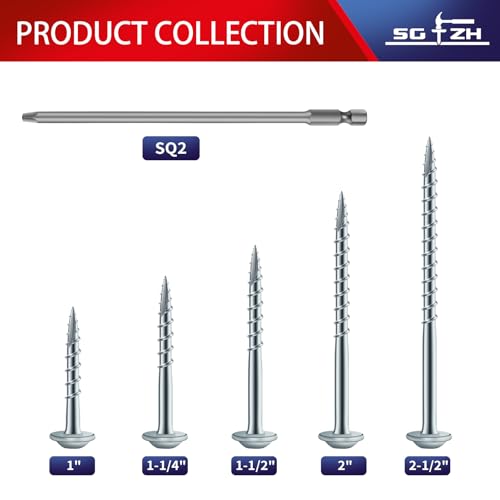 Pocket Hole Screws #8 x 2-1/2" (206Pcs) 2lb. Carbon Steel, Zinc Plated, Washer Head, Coarse Thread, Square Drive,150MM Drive Bit Included - color: Zinc Plated, size: #8 x 2-1/2"
