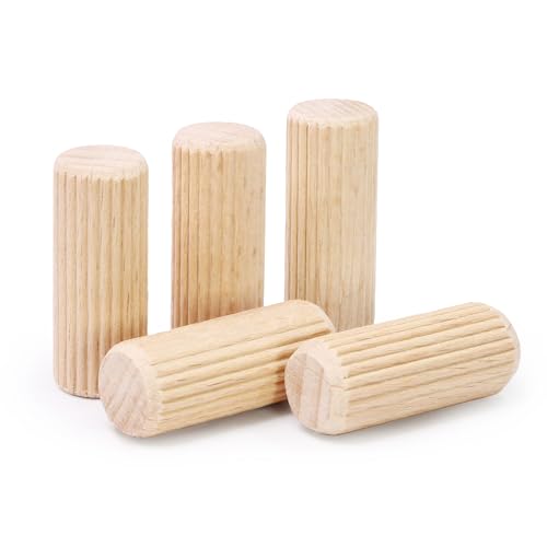 1/2" x 1-1/4" Wooden Dowel Pins, FoDau770 Fluted Wood Dowel Rods, Natural Beech Wood Dowel Pegs for Crafts, Woodworking, DIY Furniture - 200 Pieces - size: 1/2" x 1-1/4"