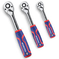 WORKPRO 3-Piece Ratchet Set, 1/4", 3/8", 1/2" Drive Ratchet Wrench - size: 3-Piece Set: 1/4", 3/8", 1/2"