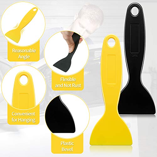 Mudder 12 Pieces Plastic Spatula Putty Knife Scrapers, Black, Yellow - color: Black, Yellow