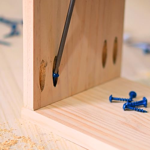 #8×1 Inch Pocket Hole Screws,500 Pcs,Exterior Wood Screws for Wood Working with Blue Coated,Square Drive Head… - size: #8×1 Inch