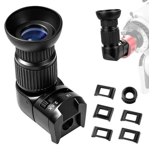 Astromania 1X/2.5X Right Angle Viewfinder with 6 Mounting Camera Adapters | 90 Degree Viewfinder Finder Scope, Fit Canon Nikon Camera, For Astrophotography, Metal Aluminum Viewfinder, Built-in Diopter