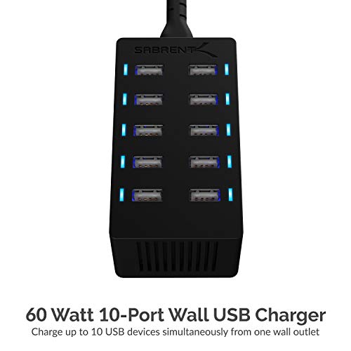 SABRENT 60W 10-Port USB Charging Station, Auto-Detect (AX-TPCS) - size: 10-Port
