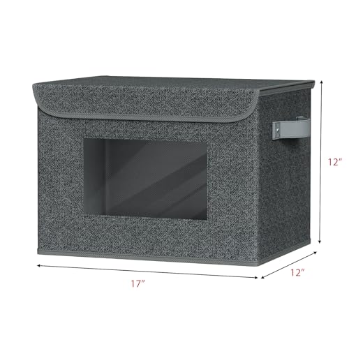 Univivi Fabric Foldable Storage Boxes with Lids, 4 Pack, Black - color: Black