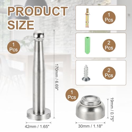 uxcell 6.7" Magnetic Door Stoppers, Wall Floor Mounted Magnetic Door Catch Holder, Stainless Steel Door Stops for Bedroom, Bathroom, Kitchen, Office, Silver - size: 6.7"