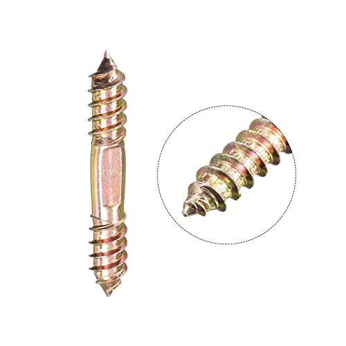 UXCELL 10x60mm Hanger Bolts, 12pcs Double Ended Self-Tapping Thread Dowel Screws for Wood Connecting - size: 60mm