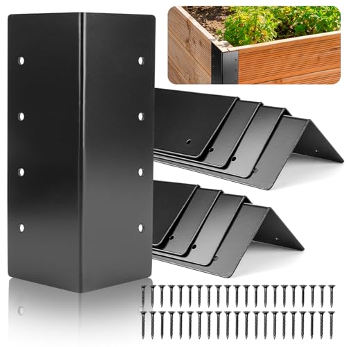 8 Pack Raised Garden Bed Corner Brackets, 3"x 3" x 6" Metal Corner Brackets for 9"-12" Garden Bed with Screws for Wood Frame, Flower or Vegetable Planter Garden - style: Matte black -8pack