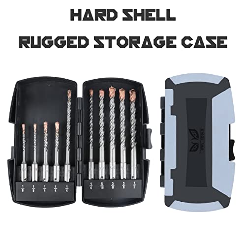 SDS Plus Rotary Hammer Drill Bit Set (10 Pack - 1/8", 1/4", 5/16", 3/8", and 1/2") Carbide Tipped - Perfect for Drilling Through Concrete, Cement, Stone, Brick, Ceramic Pots, & More! - size: 1/8", 1/4", 5/16", 3/8", 1/2" - 10 Pack