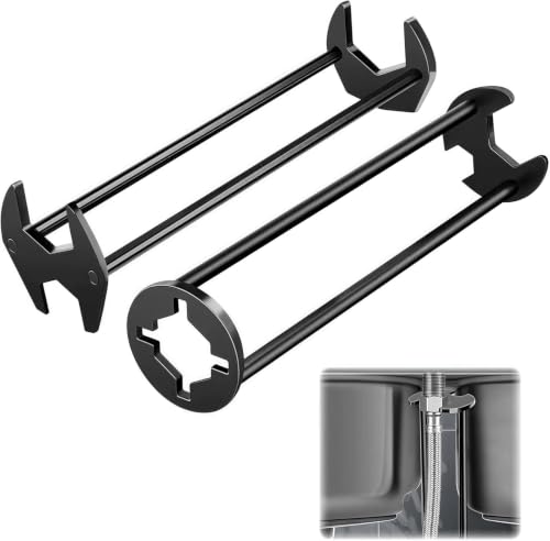 2-Piece Basin Wrench and Faucet Wrench Set, Multifunctional Sink Installation Tools with 4 Head Shapes for Tight Spaces, Under-Sink Mounting Nuts, Kitchen & Bathroom