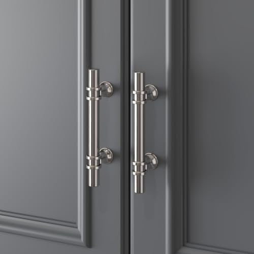 Haliwu 10 Pack Brushed Nickel Cabinet Pulls, Cabinet Handles Brushed Nickel, Kitchen Hardware Handles Satin Barrel Drawer Dresser Knobs, 3 inch Hole to Hole Center | 76mm Hole Center, Solid Aluminum and Zinc Alloy, Kitchen Pulls Hardware for Bathroom Draw