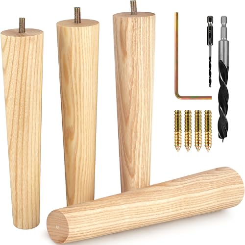 Airy Abode Premium Ash Wood Furniture Legs (Full Install Kit) - Pick Your Size and Color - color: Ash, size: 10 Inches