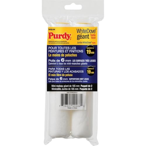 Purdy White Dove 6-1/2 in. x 1/4 in. Jumbo Mini Woven Fabric Roller Cover (2-Pack) - 1 Each - color: 6.5 inch Jumbo Mini Replacement, size: 6-1/2 in. x 1/4 in., style: Pack of 2
