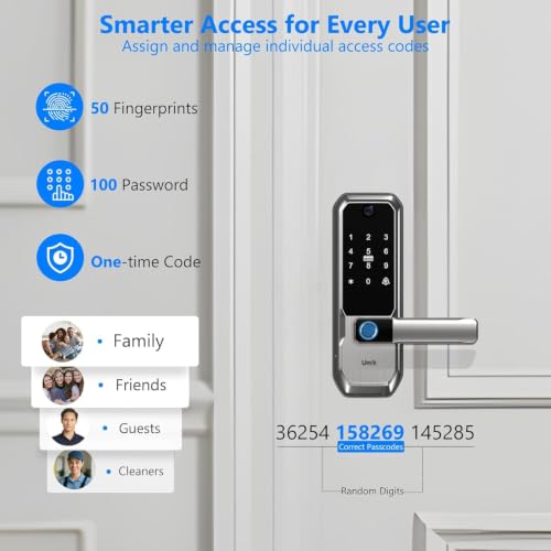 UMIKSMART WiFi Smart Door Lock with Camera, Fingerprint Keypad, App Control - color: Nickel