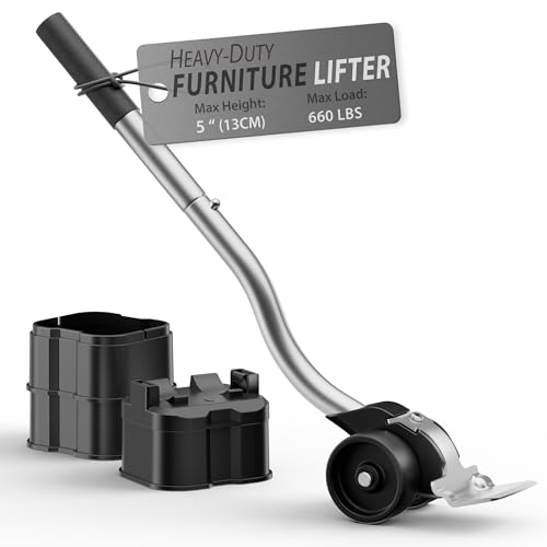 Lengthening Furniture Lifter Tool with Height-Adjustable Base – Ideal for Heavy Furniture Movers Sliders and Wheels Lifts Furniture Easily Without Effort up to 660 lbs (Innovative Lifter - M Sliver)