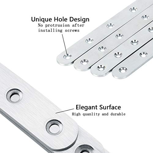Mending Plate 40 PCS Stainless Steel Straight Joining Brace and Corner Bracket with Screws 2 in 3 in Flat Repairing Fixing Plates with 0.8 in 1.6 in L Shelf Bracket Corner Brace - style: Silver Straight & Corner with Screws
