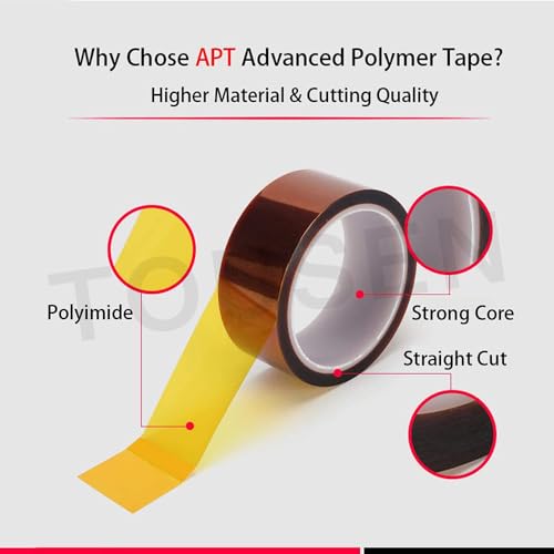High Temperature Tape Polyimide Tape Heat Resistant Tape Heat Transfer Tape for Masking,3D Printing,Electric Task,Soldering & Insulation 12mm × 108FT ×1ROLL - size: 0.05 × 12mm × 108FT