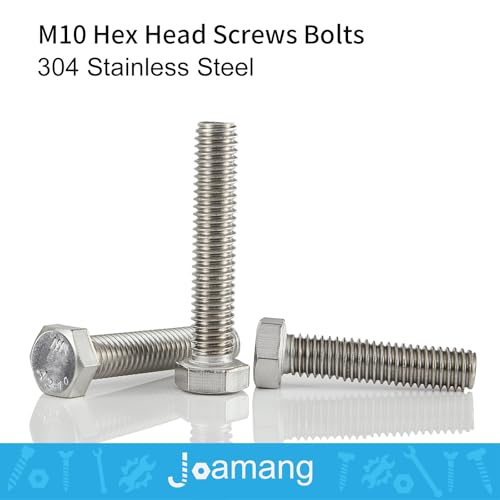 M10 x 60mm 65mm 70mm 75mm 80mm Hex Bolts, Hexagon Head Screws, 304 Stainless Steel(A2-70), Metric Fully Thread, Bright Finish, Assortment Kit 10PCS - size: M10x60-80mm(10PCS)