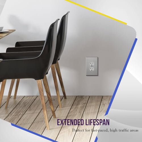 ENERLITES Duplex Receptacle Jumbo Metal Wall Plate, Oversize 1-Gang, Silver - color: Stainless Steel, size: Over-Size