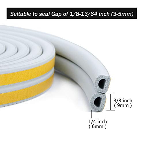 CloudBuyer Door & Window Weather Stripping, Soundproof Insulation Seal Strip with Self-Adhesive Rubber Collision Protection, 16.5 Ft (Grey) - color: Gray, size: 16.5Ft