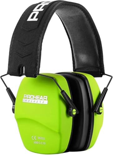 PROHEAR 016 Ear Protection Safety Earmuffs for Shooting, NRR 26dB Hearing Protector with Low-Profile Earcups, Compact Foldable Ear Defenders for Gun Range, Hunting (Fruit Green) - style: Passive – Green