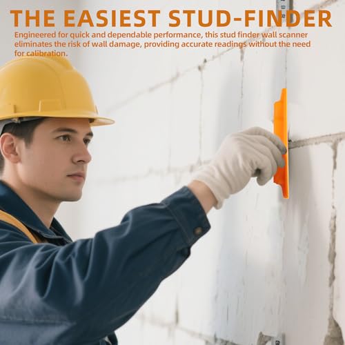 (2-Pack) Calvana Magnetic Stud Finder Wall Scanner, Stud Finder Magnet, Wall Detector Scanner, Compatible with All Drywall Construction, No Batteries Required, Wall-Friendly Construction，Easy to Use - color: Orange, 2pack