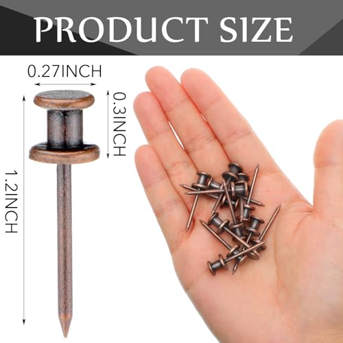 Watersay 50 Pcs Double Headed Picture Hanging Nails, Red Bronze, Gongzi - color: Red Bronze, style: Gongzi