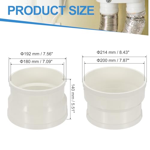 PATIKIL 200mm to 180mm Duct Reducer PVC Pipe Increaser Adapter Airflow Tube - size: 200mm to 180mm