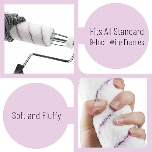 Bates- Paint Roller Covers, 9", 5 Pack, Purple Stripes, Covers for Paint Rollers 9 Inch, 9 Inch Paint Roller Covers, Paint Roller Cover, Paint Roller Covers 9 Inch, Large Paint Roller Covers - color: Purple Stripes, size: 9 Inch, 5 Pack