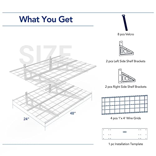 FLEXIMOUNTS 2 Pack 2x4ft Garage Shelving Wall Mounted Storage Rack, White - color: White, size: 2 pack-2x4 ft