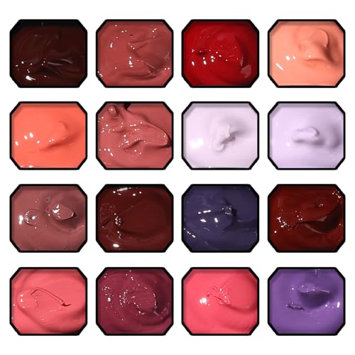 Ombre Gel Polish Palette,16Colors Pat Gel Paint Nail Art Kit Sponge Patting - color: 16 Colors F
