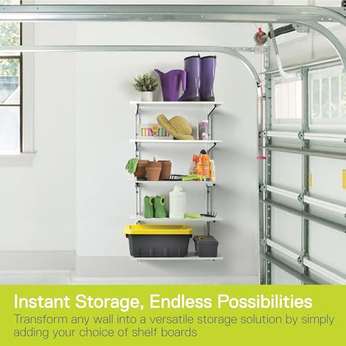 Delta Minimalistic White Shelf Brackets Cycle, Set of 10 Fully Adjustable 12-inch Heavy Duty Shelf Brackets, Holds Up to 800 lbs, Modern Shelf Bracket for Wood Shelves - style: 12" White 5-Tier Heavy Duty Rack