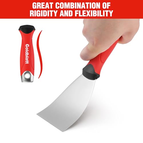 Goldblatt 3" Putty Knife, Stainless Steel Scraping Paint, Putty Knife Scraper with Hammer End, Soft Grip, Perfect for Drywall Repairing and Finishing - size: 3 Inch