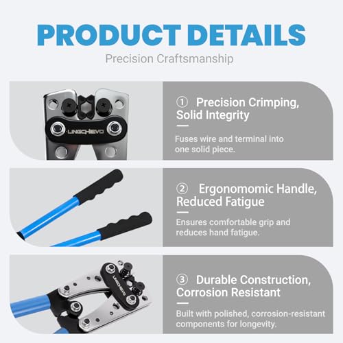 Battery Cable Wire Crimper Tool Kit for AWG 10-1/0 Lugs&Terminals