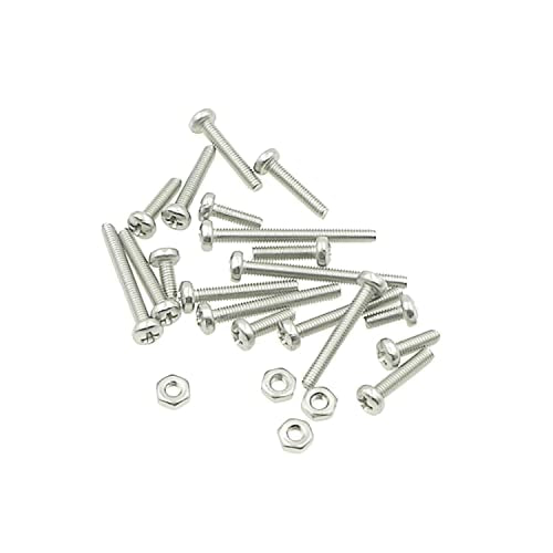 260PCS Metric M2.5 304 SS Phillips Pan Head Machine Screws & Nuts Kit | 9 Sizes 6-25mm Lengths 304 Stainless Steel Fully Threaded Pan Head Fasteners for PCB Electronics Arduino DIY Repair w/ Box - size: M2.5