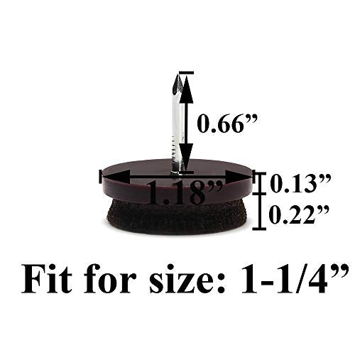 Nail on Felt Pads Furnigear Furniture Pads Nail- Floor Protectors for Furniture Legs 24Pack Chair Felt Pads for Hardwood Floors(1-1/4" (Brown)) - size: 1-1/4" (Round, Brown)