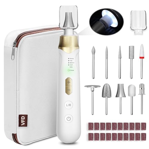 Electric Nail File Drill 2000 mAh Cordless Rechargeable Nail Filer LED Lamp - color: Golden