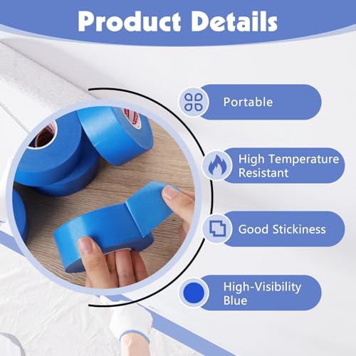 5 Rolls Painters Tape 1.5Inch Wide Blue Painters Tape for Wall Painting - size: 5rolls/1.5in（L)