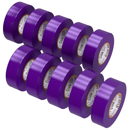 OHLECTRIC Professional Grade Vinyl Electrical Tape (10 Pack) Purple - 7 Mil Thick Flame-Retardant, Heat & Weather Resistant 3/4 Inch x 60 Feet | Ideal for Contractors & Electricians - size: 10 Roll, style: Purple