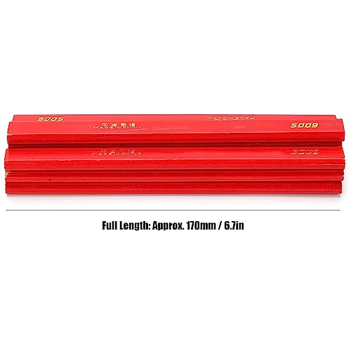 10PCS Carpenter Pencils, 170 mm Octagonal Construction Pencil, Red Woodworking Pencil for Framing, Concrete Marking