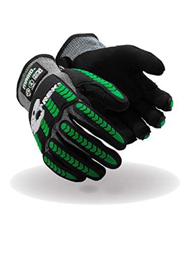 MAGID T-REX Flex Series ANSI Cut Level A9 Knit Impact Glove, 1 Pair, NitriX Palm, Size 9/L, Black & Green, TRX795 - size: 9/L, style: 1 Pair