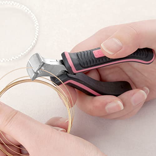 Mini End Cutting Pliers 4 Inches Flush Cut Pliers for Jewelry Making Nail Puller Tool for Carpenter Mini End Nippers for Zipper Install Stops Repair, Pink Tool for Women - style: End Cutting Pliers