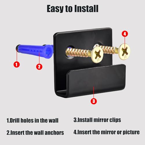 10 Pack Tile Display Wall Hanger Stainless Steel U Brackets with Screws Mirror Hanging Kit Heavy Duty Picture Hooks Tile Hanger for Large Mirrors, Picture Frame Ceramic Wall Display, Large - size: Large