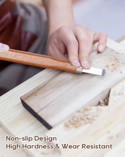 UCEC 5Pk Wood Carving Tools Set, Linocut Whittling Knives with Chisel Gouge - color: Wooden-5 Pack