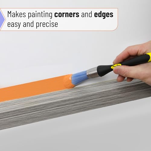 Bates- Trim Paint Brush, 0.75 Inch, 2 Pack, Ergonomic Non-Slip Handle, Synthetic Bristles, Trim Brushes for Painting, Yellow and Black - color: Yellow-black, size: 0.75 inch, 2 Pack