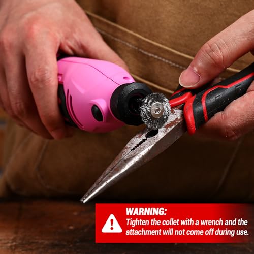 Rotary Tool Kit:DEKOPRO 1.4-Amp Power Hand Rotary Tools with 6 Variable Speed, 127pcs Accessories, 8000~35000RPM Electric Grinder Drill Machine Set with Flex Shaft for Carving, Cutting, Sanding Pink - color: Pink