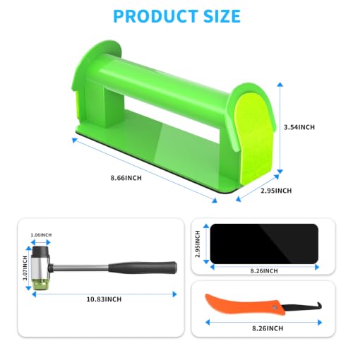 2026 Upgraded Floor Gap Fixer Tool for Laminate, Vinyl Plank, Hardwood –Iron Construction Heavy Duty Floor Gap Repair Tool with Extended Striking Area, Sticky Pads, Quiet Felt Pad & Hammer (Green) - color: Green