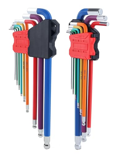 Lichamp 18-Piece Long Allen Wrench Set, Metric & SAE, Ball End Hex Keys
