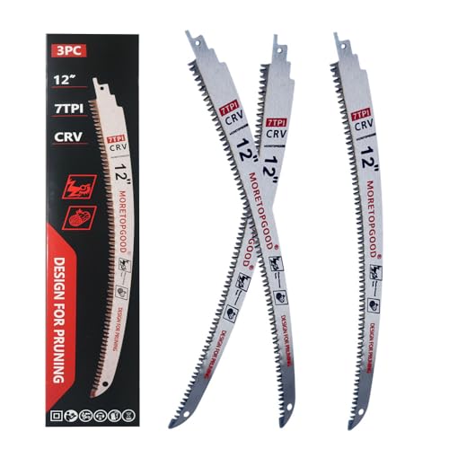 12 Inch Arc Edge Reciprocating Saw Blade for Wood Pruning, 7TPI Japanese Teeth Sawzall Blades for Tree Trimming (3 Pack) - size: 12 Inch