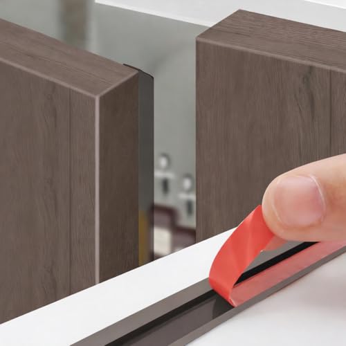Cabinet Door Seal Strip, 45.9 FT Weather Stripping Gap Filler with Strong Adhesive, Silicone Dustproof Door Seal for Cabinet, Wardrobe & Cupboard (Transparent Brown) - color: Transparent grayish-brown