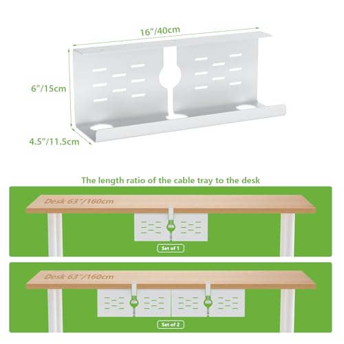 KEEGH 16 in Under Desk Cable Management Tray, Capacity Cable Tary, 3 Pack - color: White, size: 3 Pack